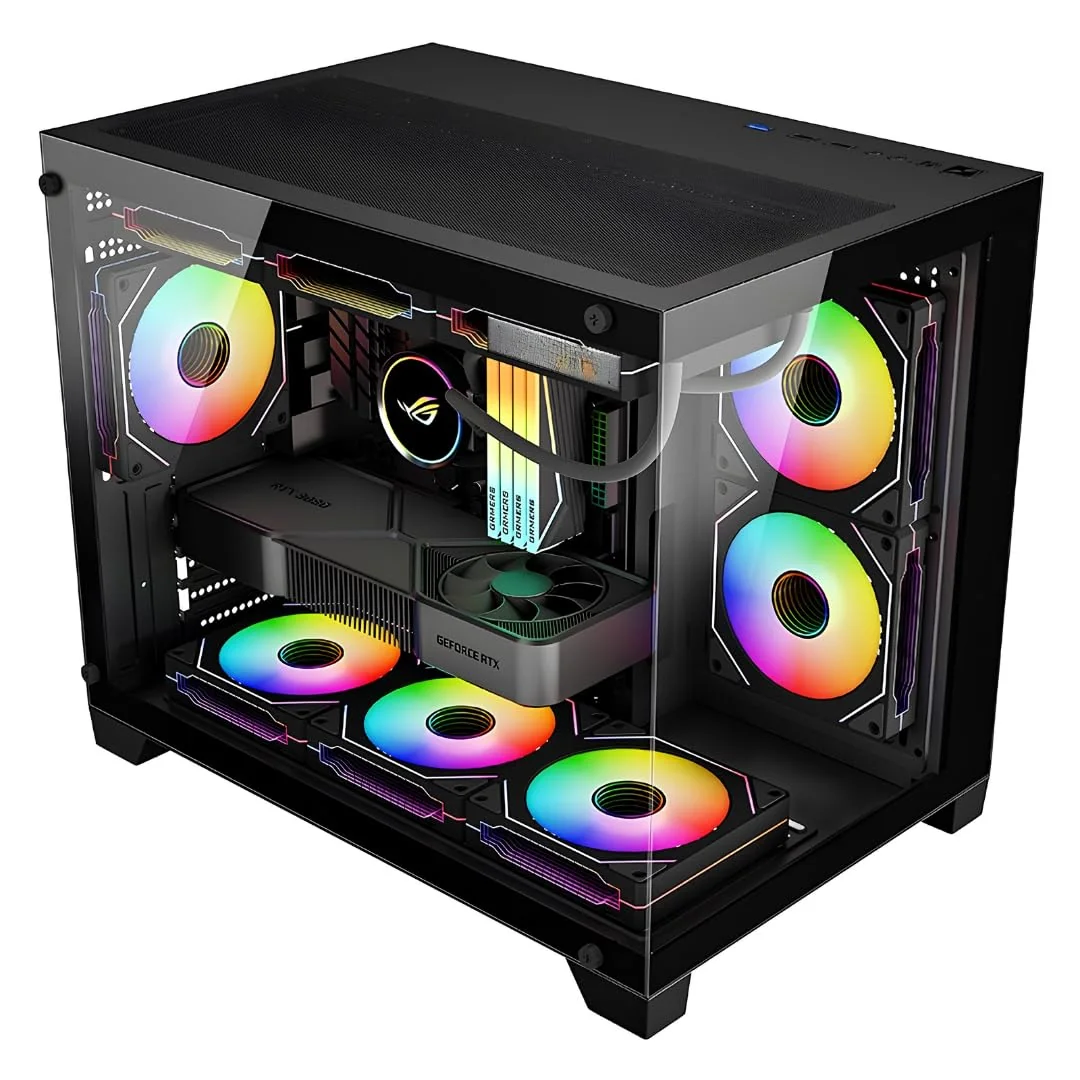 Gabinete Gamer Aquário ATX Lateral Vidro Espaçoso Grande Preto