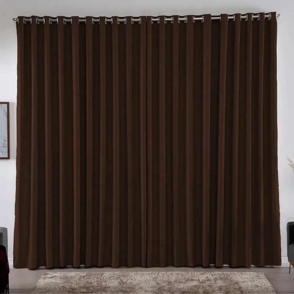 Cortina 3,00x2,80 Metros Blackout Blecaute Tabaco Corta Luz Em Tecido Grosso Para Quarto E Sala Casa Laura Enxovais Marrom