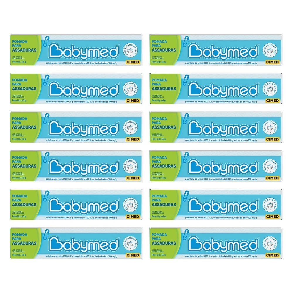 Kit 12 Pomadas Para Prevenção De Assaduras Babymed Azul 45g