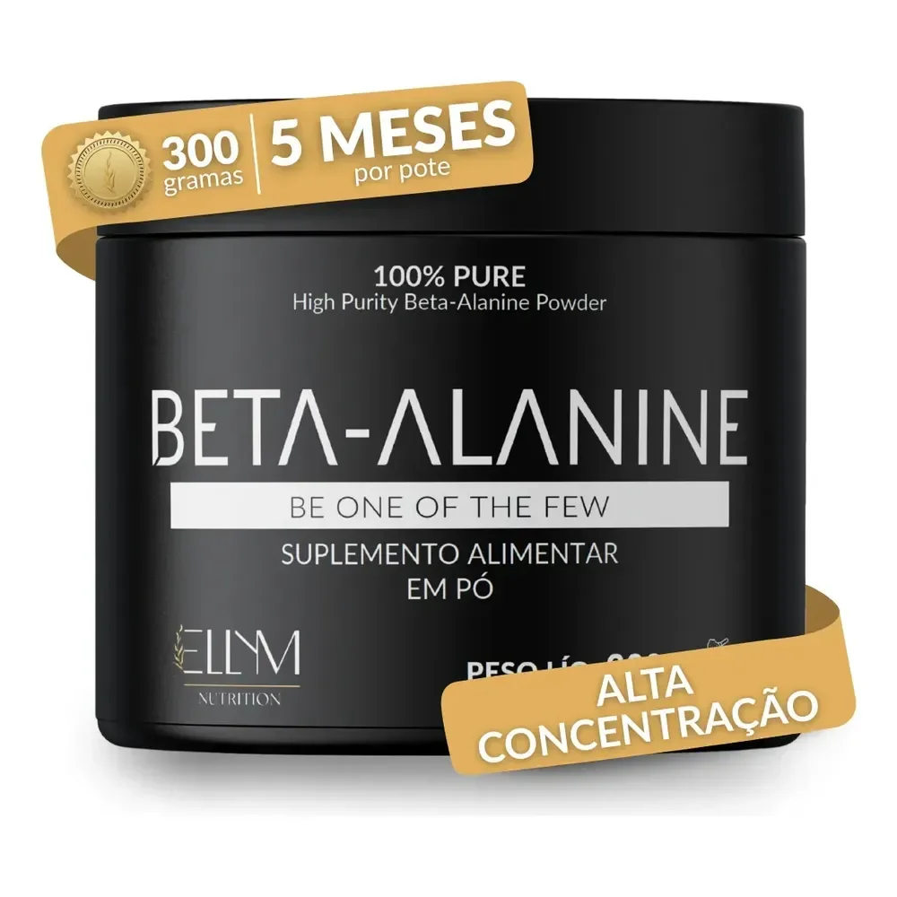 Beta Alanina 300g 100% Pura Performance Recuperação Muscular Pós Pré Treino 150 Doses Sem Sabor Concentrada Ellym Nutrition