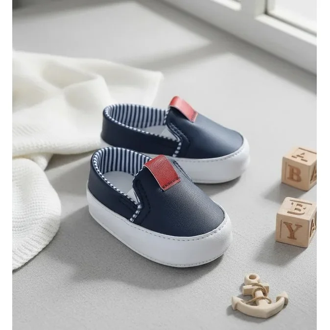 Sapatinho de bebe Menino Tênis de bebe Slip On forro Listra