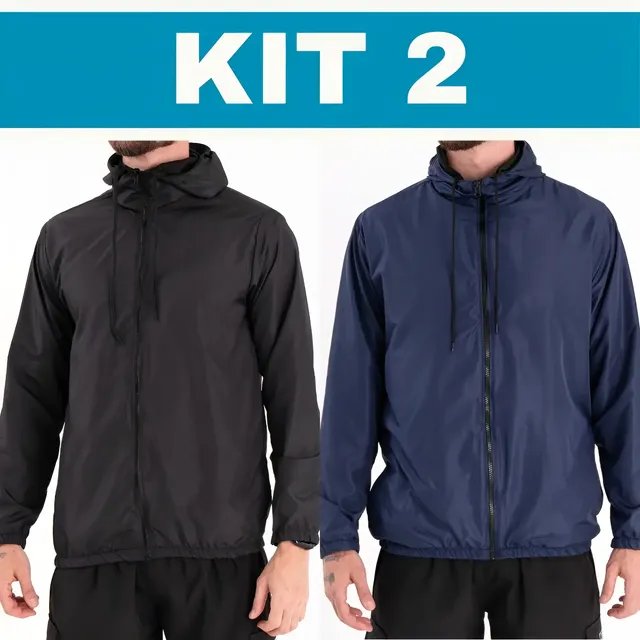 Kit 2 Jaquetas Corta Vento Impermeável Liso Unissex