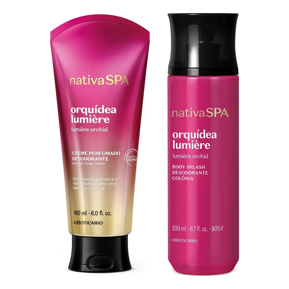 Combo Nativa Spa Orquídea Lumière: Body Splash 200ml + Creme Perfumado Desodorante 180ml