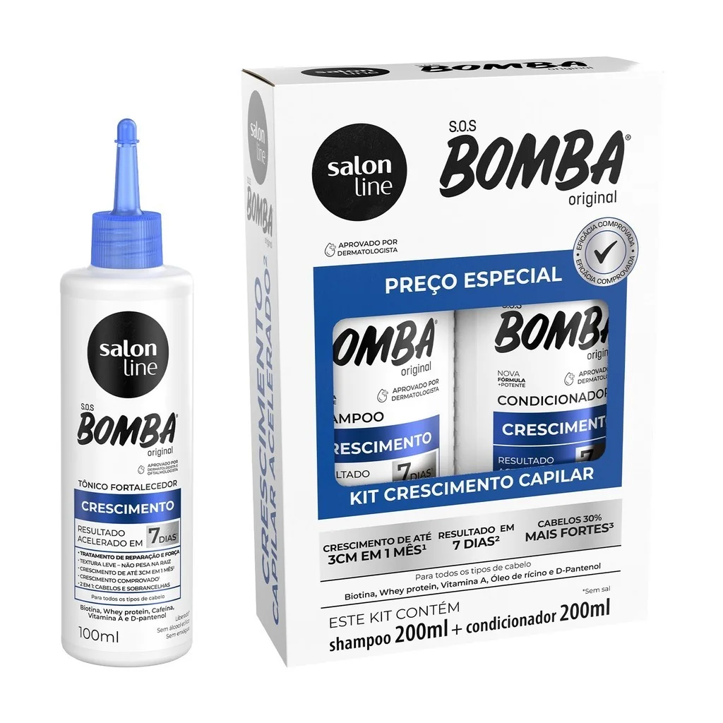 Kit SOS Bomba Original 200ml + Tônico Crescimento acelerado Salon Line