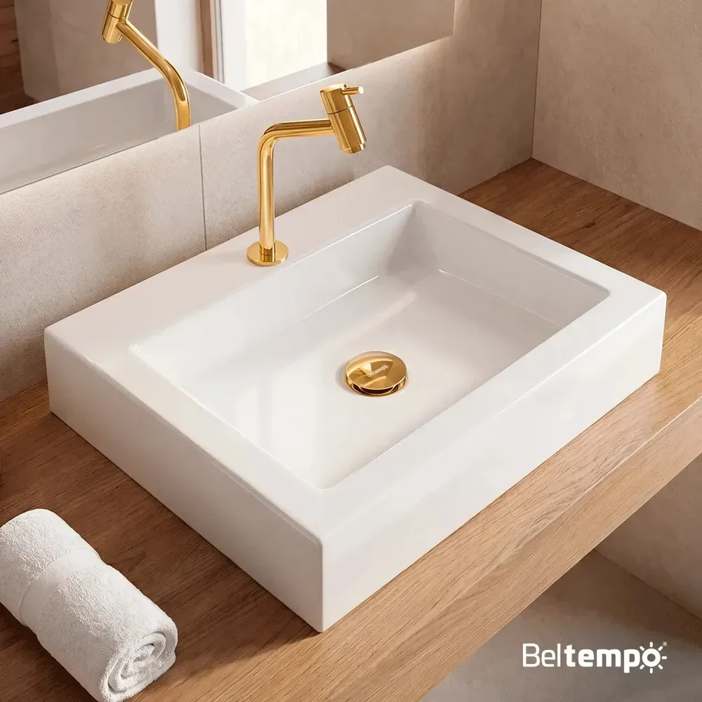 Cuba Pia de Apoio Sobrepor Retangular 47x37 Branca Banheiro Lavabo Beltempo BT-2727