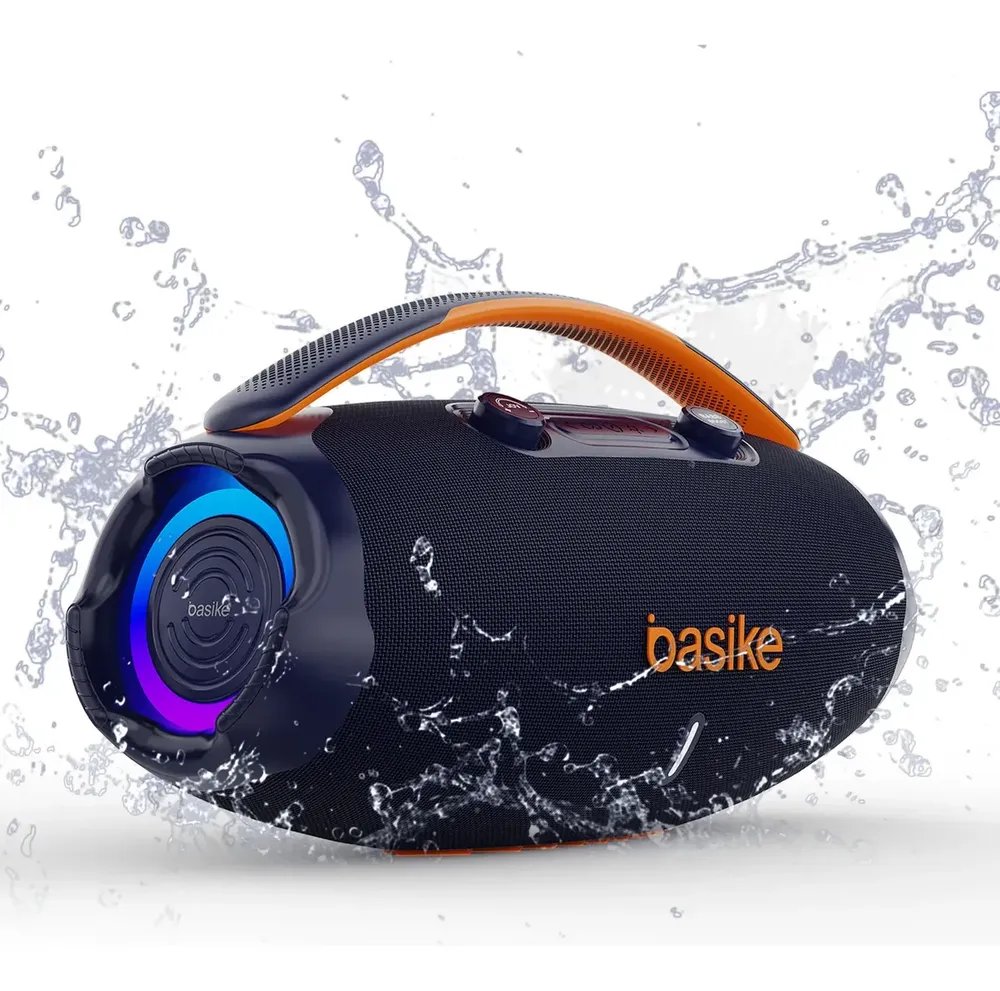 Caixa De Som Basike Ba-RAD207 Edição 80W Rádio FM Bluetooth 5.3 TWS RGB Bass Boost 9000mAh Azul