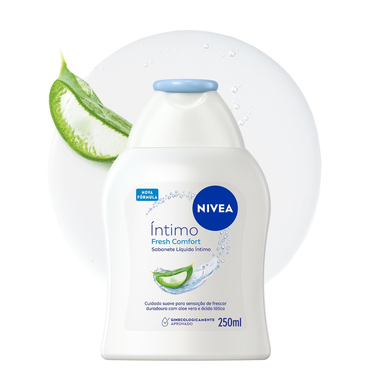 NIVEA Sabonete Líquido Íntimo Fresh Comfort 250ml, Limpeza Suave, Mantém pH Natural, Aloe Vera, Cuidado Refrescante, Uso Diário