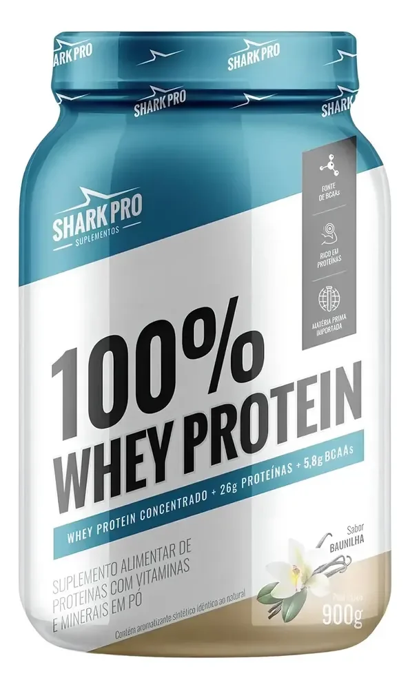 100% Whey Protein Concentrado Grow Soldiers 900g - Shark Pro Sabor Baunilha