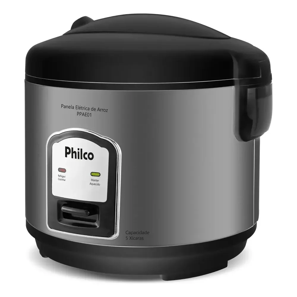 Panela De Arroz Elétrica Philco 5 Xícaras 1,6l Ppae01 Cor Preto 220v