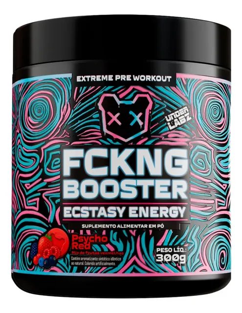 Fckng Booster Under Labz Pré Treino Cafeína Inositol Boro Sabor Psycho Red 300g