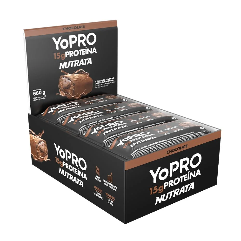 NUTRATA YOPRO 55G DISPLAY C/ 12 BARRAS - CHOCOLATE
