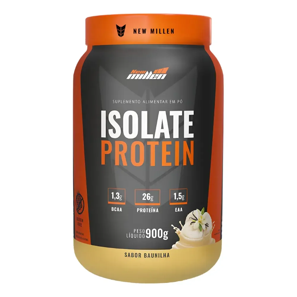 Whey Isolado New Millen Isolate Protein Pó 900g Pote Sabor Baunilha