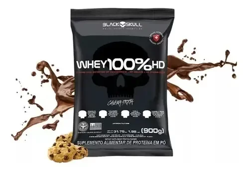 Suplemente Em Pó Whey 100% Hd Refil 900g Black Skull Sabor Cookies