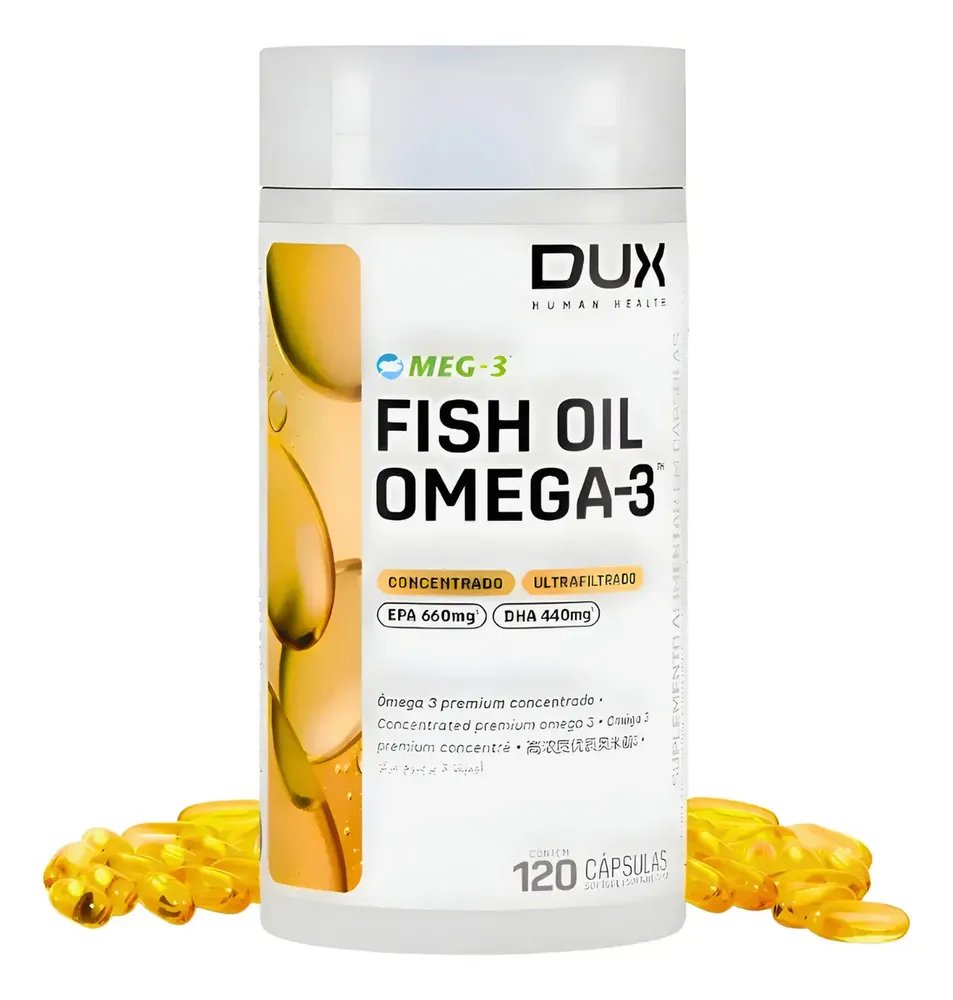 Ômega 3 Dux Nutrition Fish Oil Sem Sabor 120 Cápsulas EPA DHA Alta Concentração