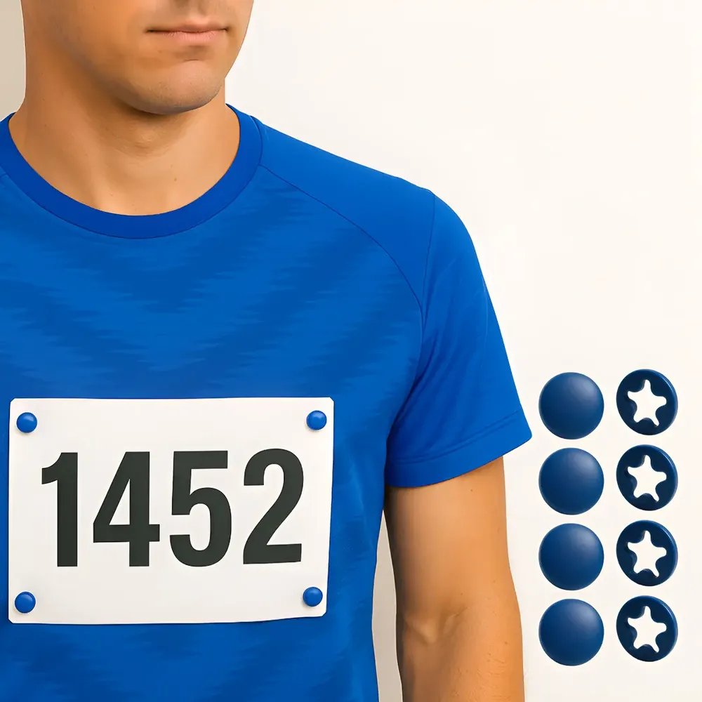 Botão Porta Número Corrida De Rua Não Fura -  Kit 4 Botões Azul