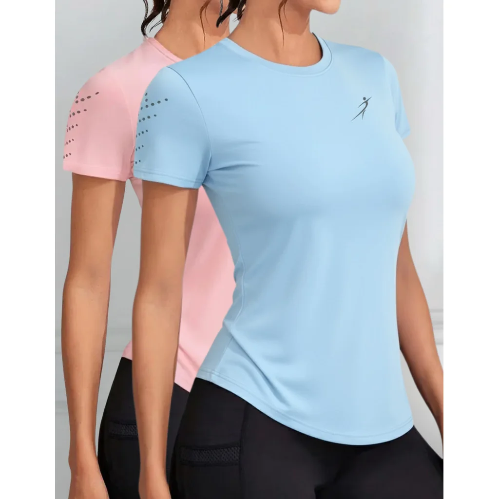 Kit 2 Camisetas Dry Fit Feminina Academia Esportiva Caminhada Corrida Treino Proteção UV Levinha