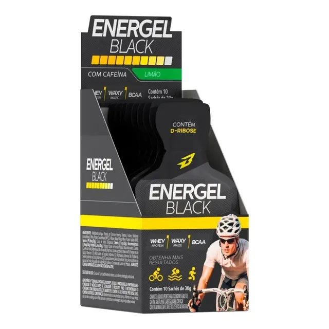 Carbo Gel Energel Black Com Cafeína Cx 10 Sachês Bodyaction