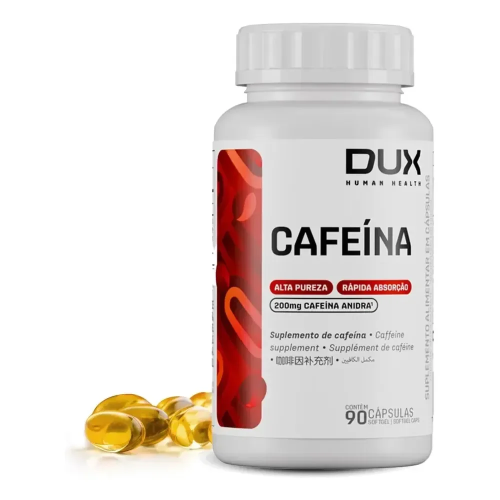 Cafeina Dux Human Health 90 Capsulas 200mg Sem Sabor