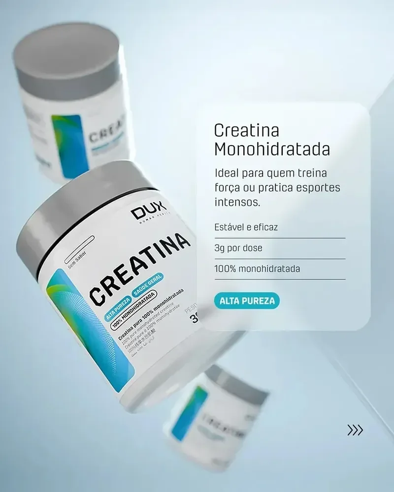 Pote Creatina Monohidratada 100% Pura 300g dux Nutrition Sem Sabor em po