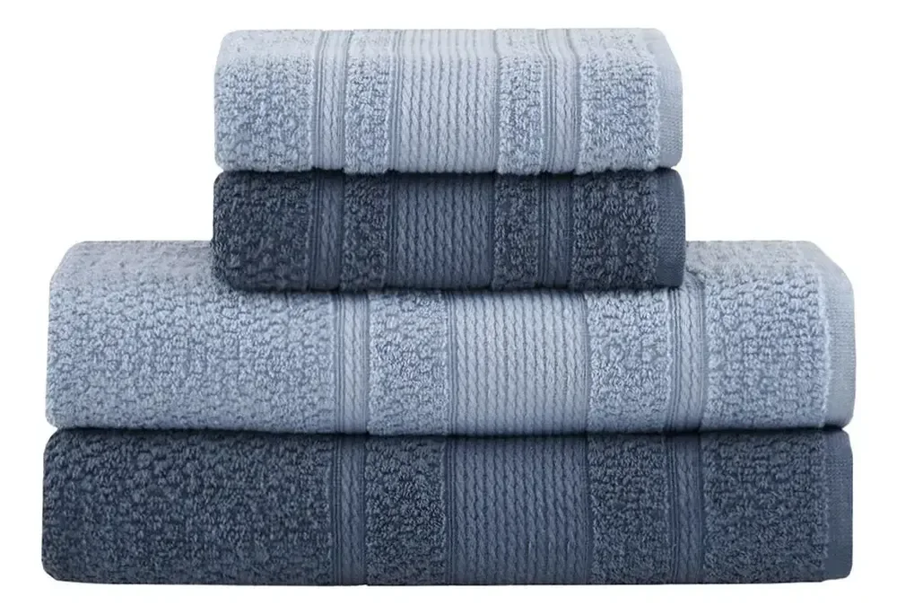 Jogo De Toalhas Buddemeyer Bella Extra Soft Banho 4 Peças Azul Claro/azul Marinho