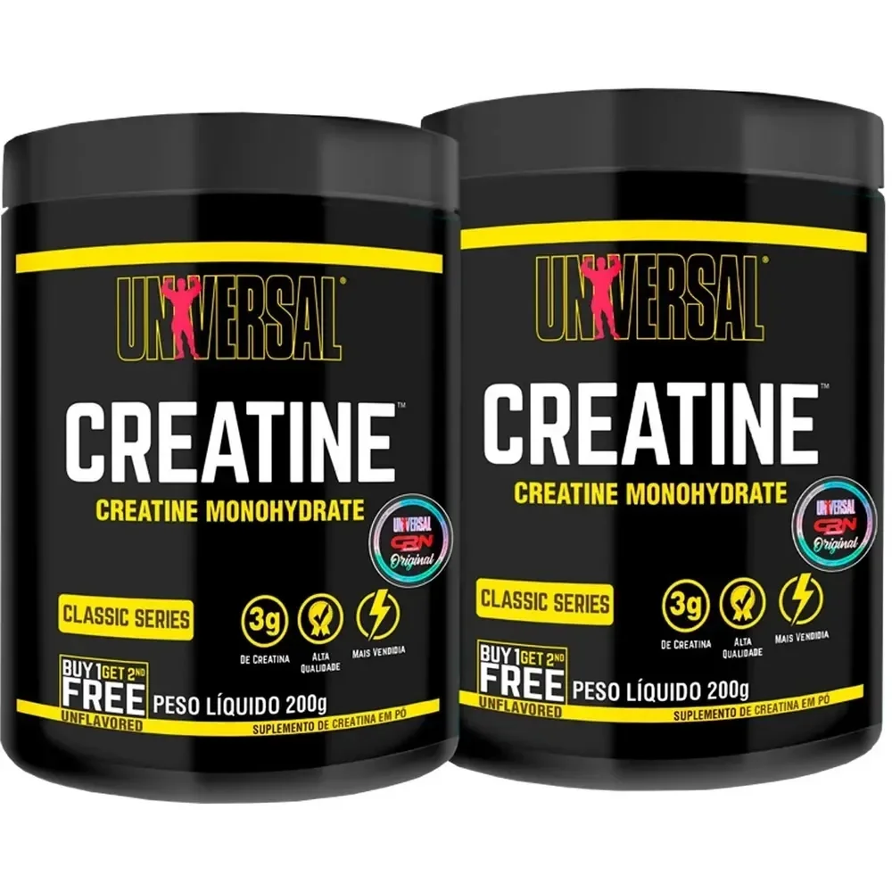 Creatina Monohidratada Universal Nutrition Em Pó 400g Kit Com 2 Potes Sem Sabor
