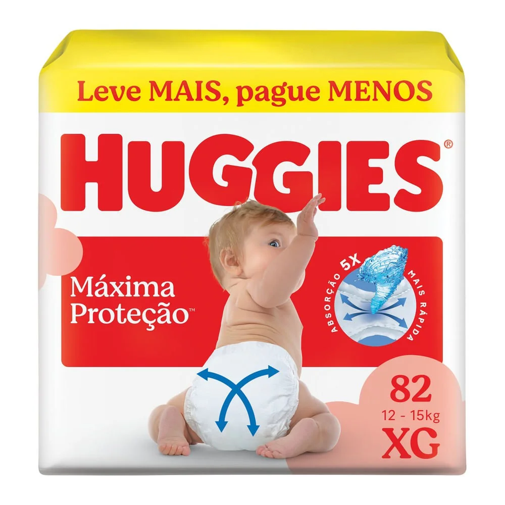 Fralda Descartável Huggies Máxima Proteção Tamanho XG 82 Unidades
