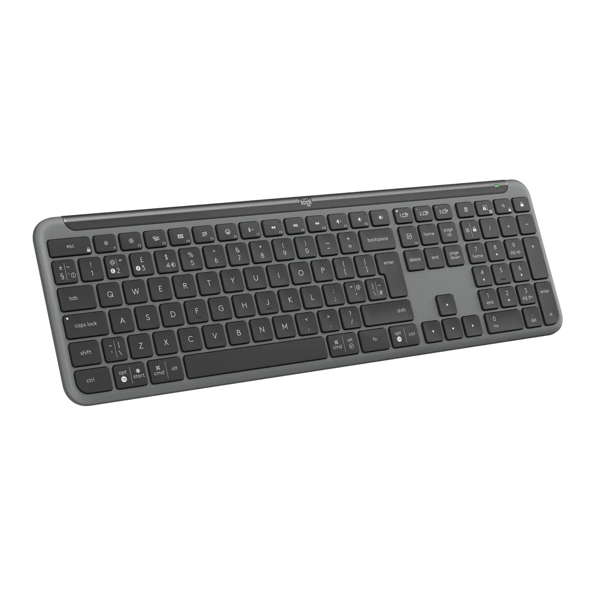 Teclado sem fio Logitech Signature Slim K950 Com Easy-Switch para até 3 dispositivos, Digitação Silenciosa, Conexão Bluetooth ou Receptor USB Logi Bolt Incluso e Layout US INTL - Grafite
