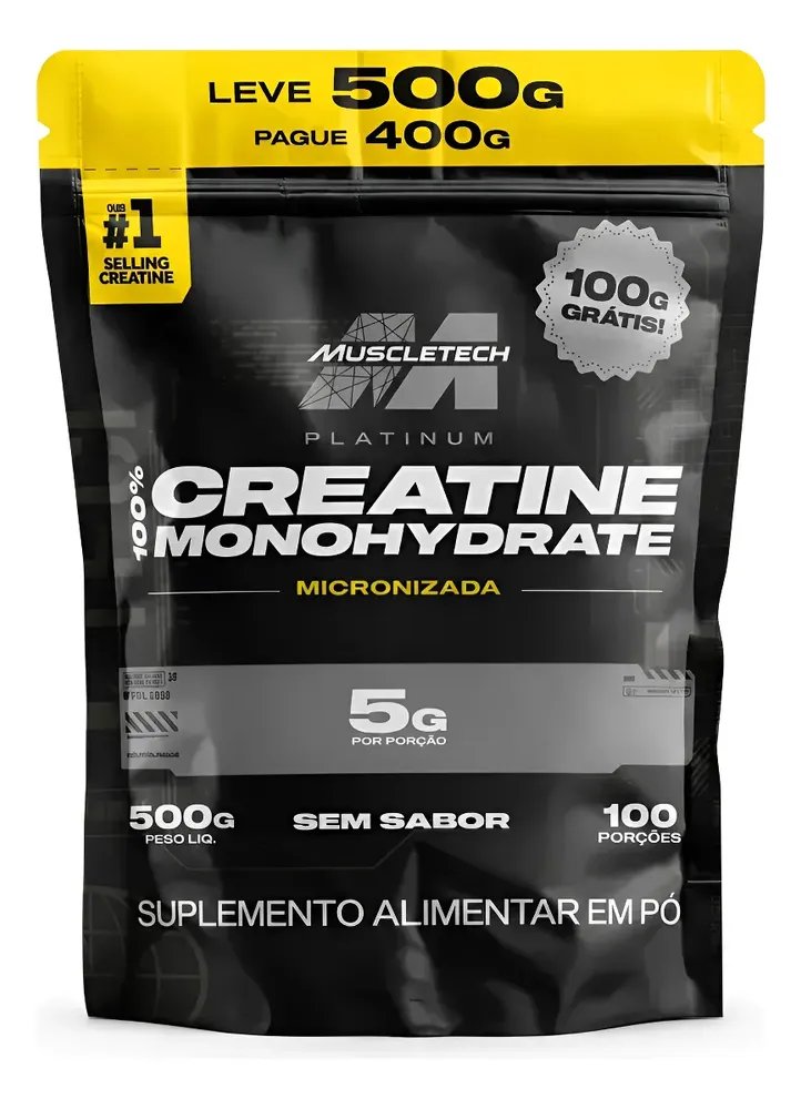 Creatina Platinum Muscletech Refil 500g Sem Sabor Sem Sabor