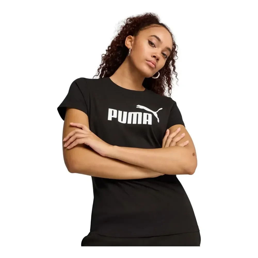 Camiseta Feminina Ess No. 1 Logo Puma Preta Geométrico Gg