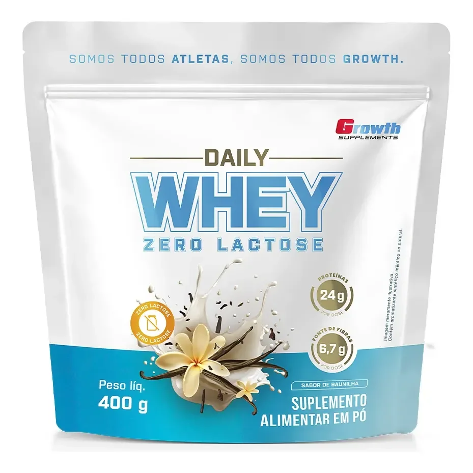 Daily Whey Protein Zero Lactose 400g Growth Supplements Baunilha