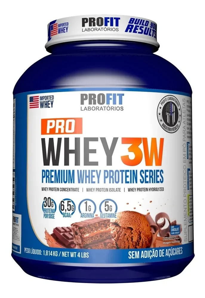 Suplemento Em Pó Profit Laboratórios Whey Protein Sabor Chocolate Em Pote De 1800ml