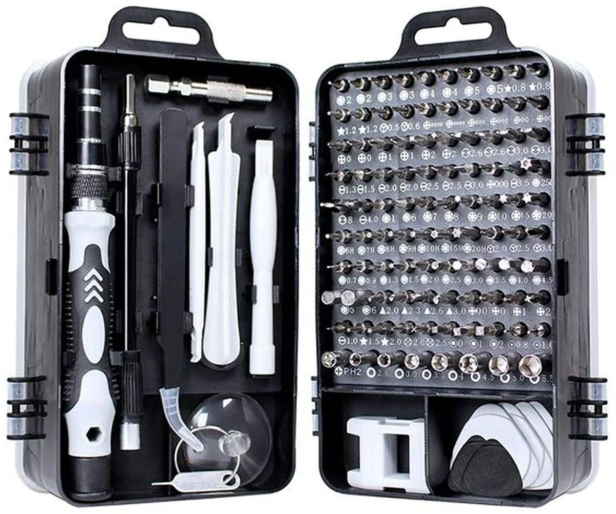 Conjunto de chaves de fenda de precisão 115 em 1 kit de ferramentas de reparo com kit de driver magnético, conjunto de chaves de fenda de precisão eletrônica com bolsa portátil para computador de reparo, telefone celular, PC, iPhone, tablets