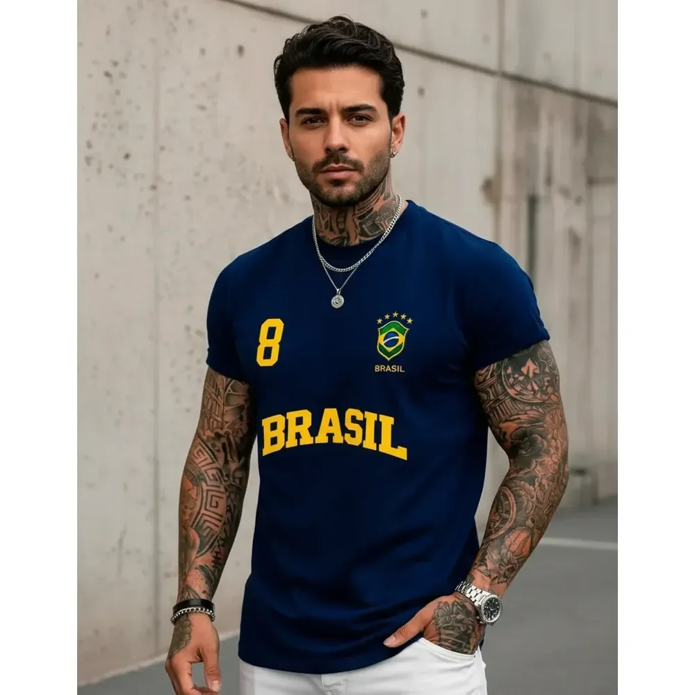 Camisa Brasil Camiseta Torcedor Copa Masculina Dry Fit Uv Azul M