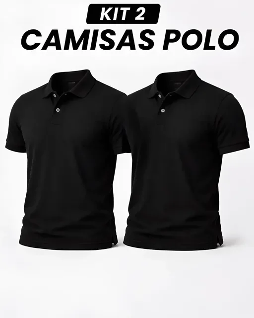Kit 2 Camisa Gola Polo Masculina Básica Piquet Camiseta