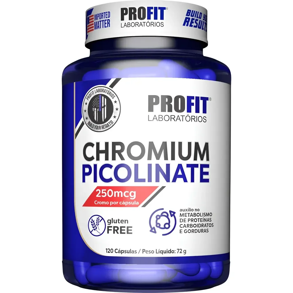Picolinato Cromo 120 Cápsula Chromium Picolinate Profit Labs Sem Sabor