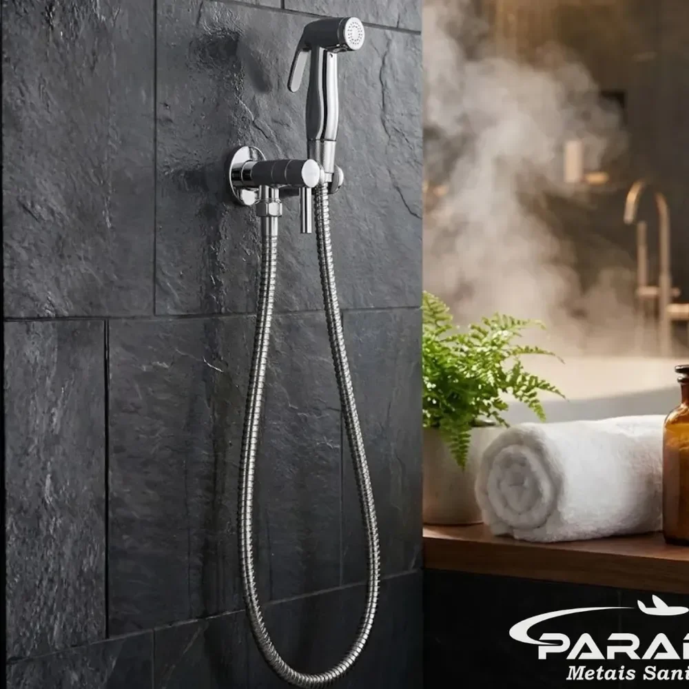 Ducha Higiênica Paradise Abs Para Banheiro Luxo Cromado Com Acionamento 1/4 De Voltas Brilhante