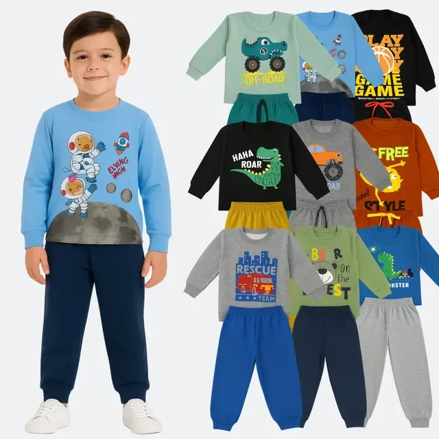 Kit 4 Peças Conjunto Infantil Menino Inverno Moletom Frio
