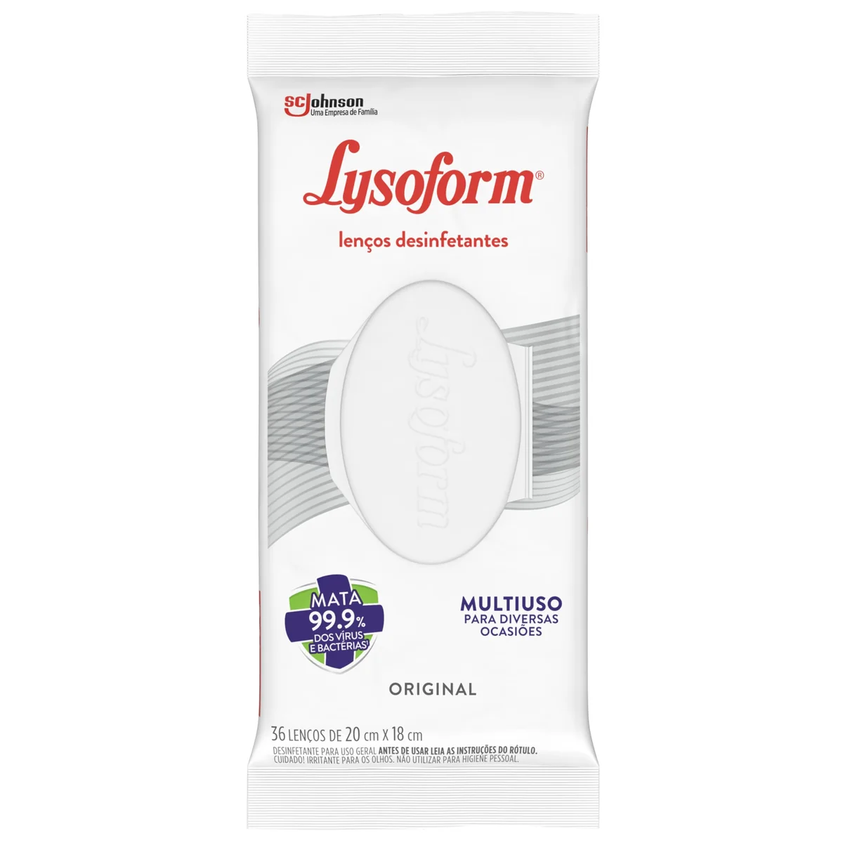 Lysoform Original, Lenço Umedecido Desinfetante, Multisuso, Desinfecção e Limpeza, 36 unidades