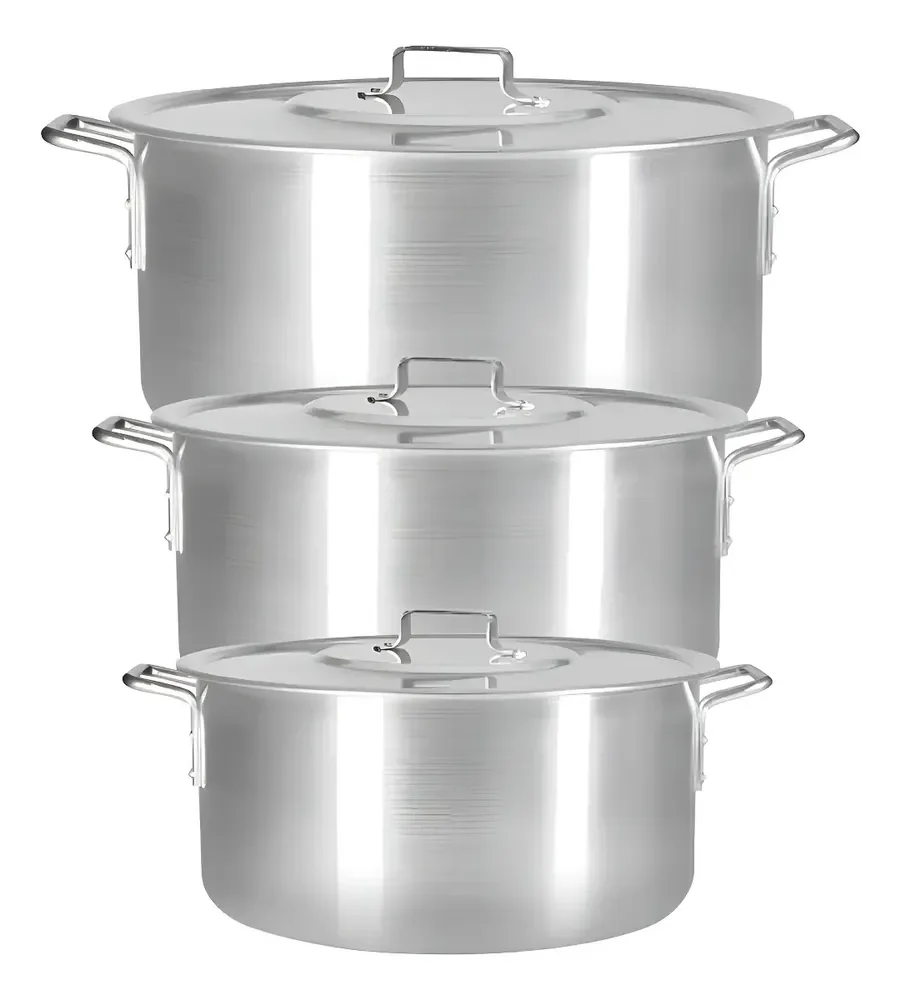 Kit Panela Galacto Utilidades Feijoada Caldo De Alumínio 3 Peças Industrial
