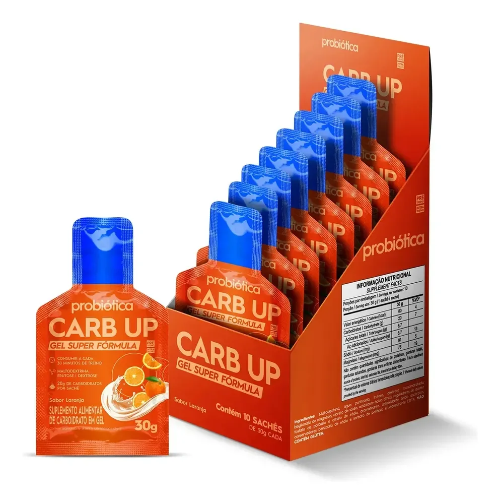 Carb Up Gel Super Fórmula 10 Un x 30g Laranja Probiótica