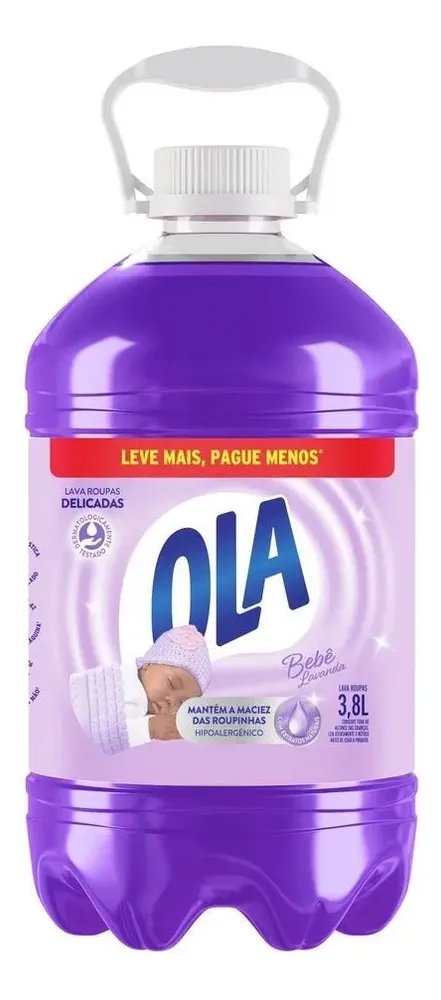 Sabão Líquido para Roupas Delicadas Bebê Lavanda Frasco 3,8 Litros Ola