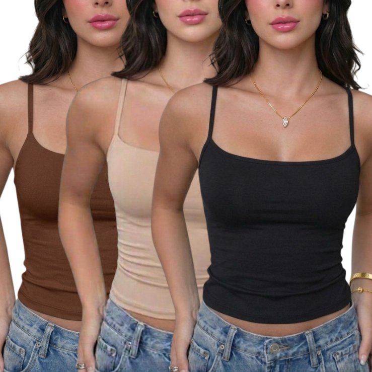 kit 3 Blusinha de Alcinha Feminina Básica Suplex Justa Moda Verão  que sustenta sem sutiã e modela o corpo