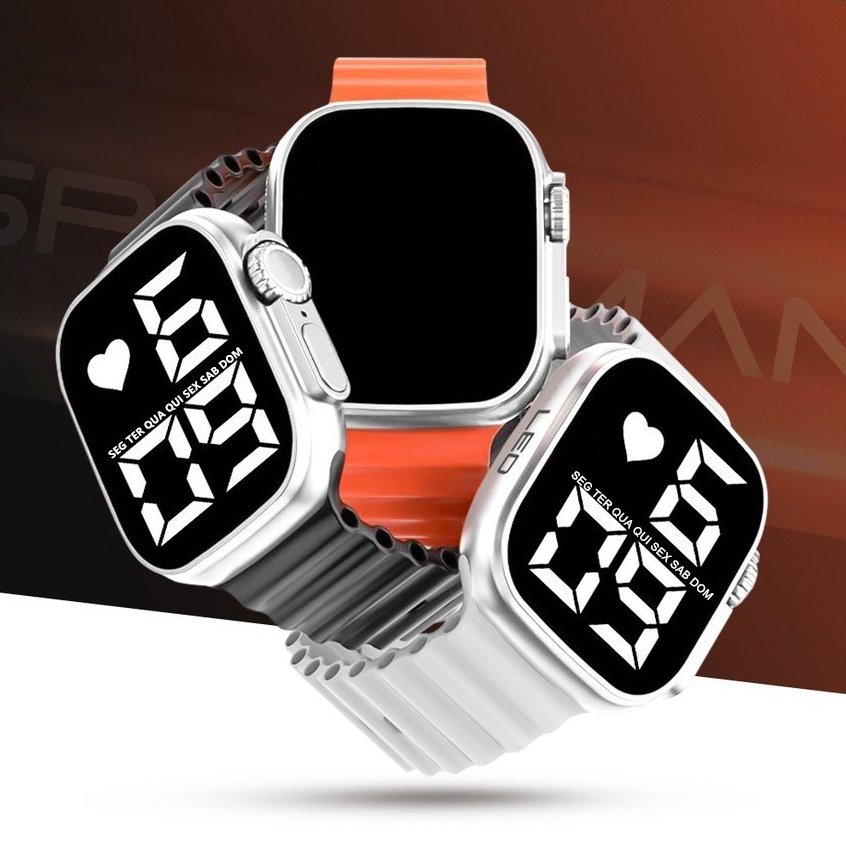 Relógio À Prova D'água LED Digital de Pulso Esportivo feminino Masculino Ultra9 Esporte Pulseira De Silicone | Shopee Brasil