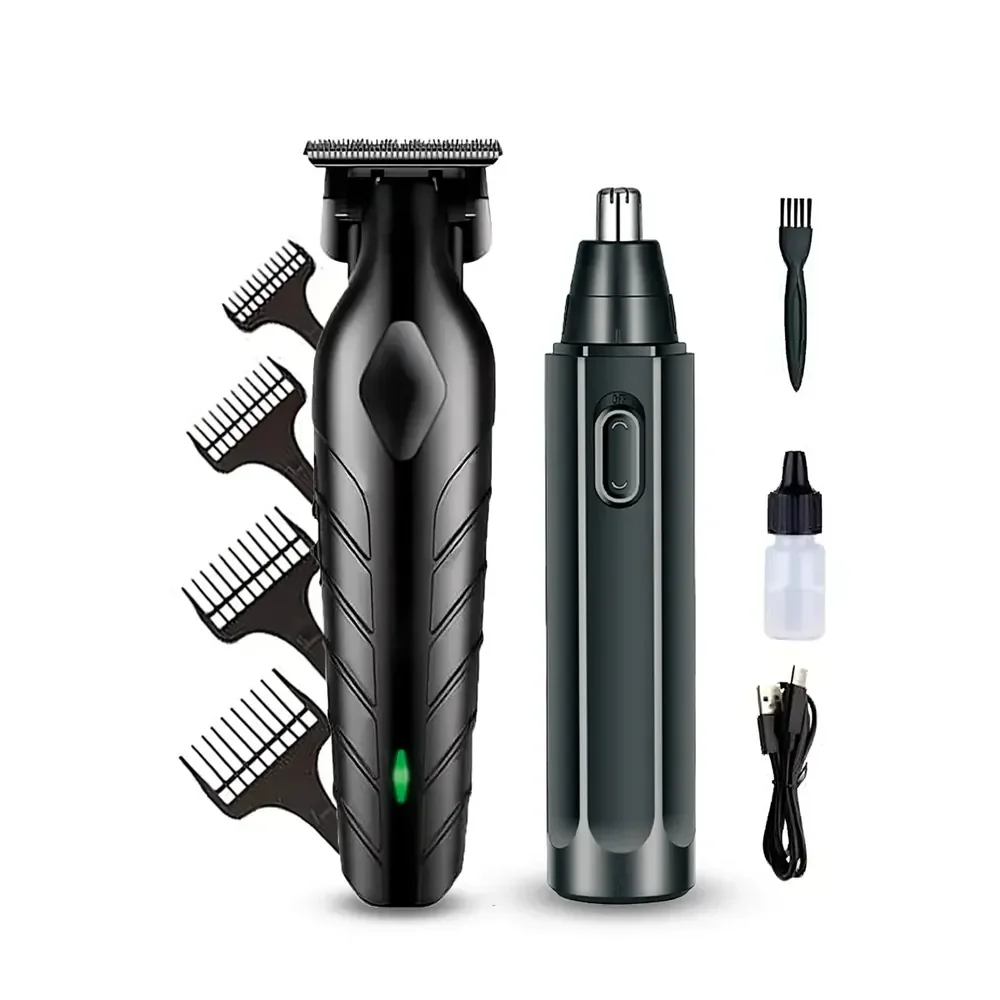 Máquina De Corte Acabamento Profissional Com Aparador De Nariz Cabelo Pelo Barbear Maquininha Detalhes Sem Fio Preto Catálogo