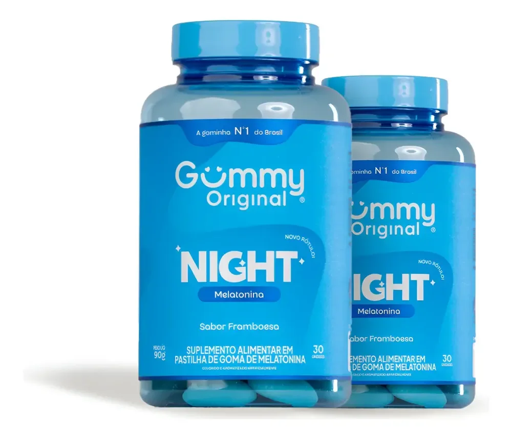 Kit Gummy Night Melatonina Sabor Framboesa