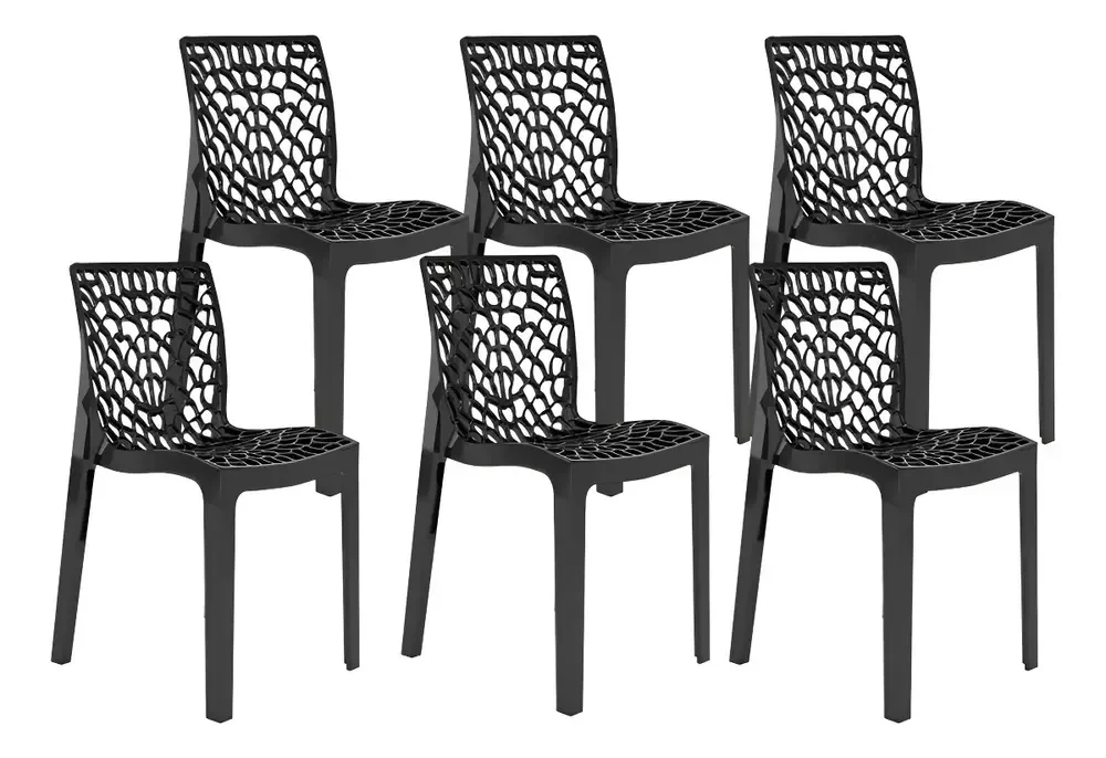Conjunto De 6 Cadeiras Gruvyer Pretas Para Escritório/sala De Jantar E Área Gourmet