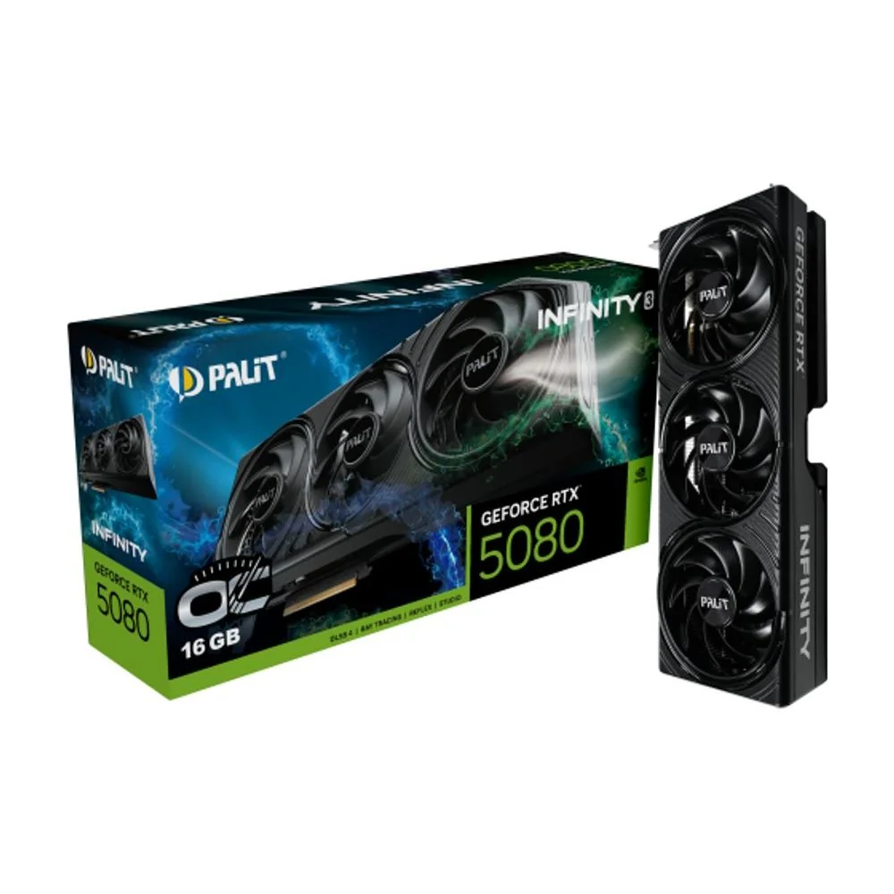Placa de Video GeForce NVIDIA PALIT RTX5080 16GB INFINITY 3 OC 3X - 256 BITS - HDMI/3X DP - NE75080U19T2-GB2035S