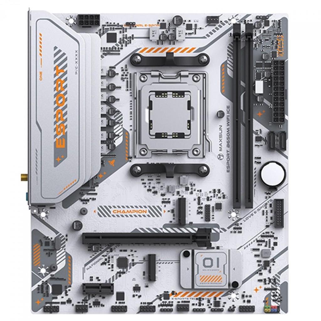 Placa Mãe Maxsun eSport B650M WiFi Ice, Chipset B650, AMD AM5, mATX, DDR5, Branco
