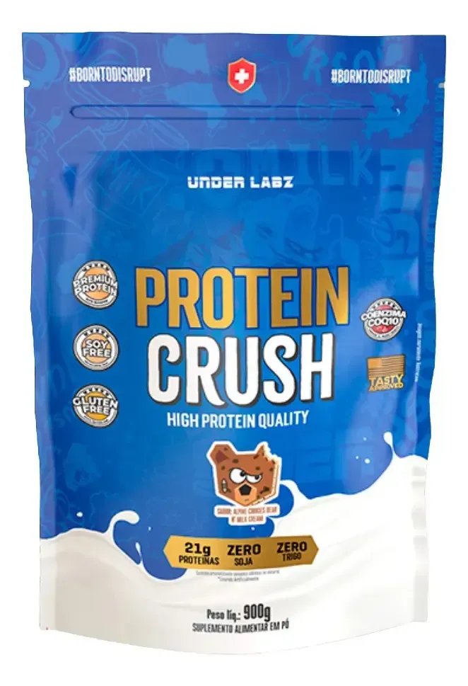 Whey Protein Crush 100% Coq10 Refil 900g Under Labz Sabor Alpine Cookies Bear N Milk Cream