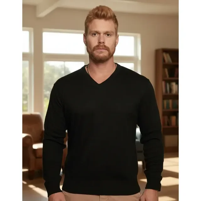 Suéter Masculino Inverno Blusa Gola V Social Casual Tricot